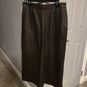 Brown real leather skirt